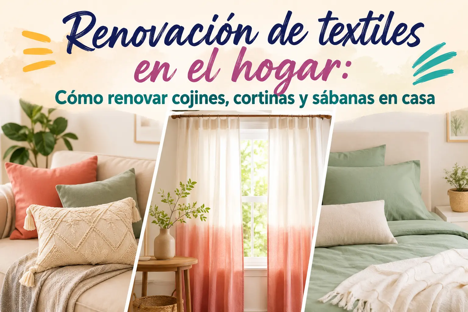 Renovación de textiles en el hogar: Cómo renovar cojines, cortinas y sábanas en casa